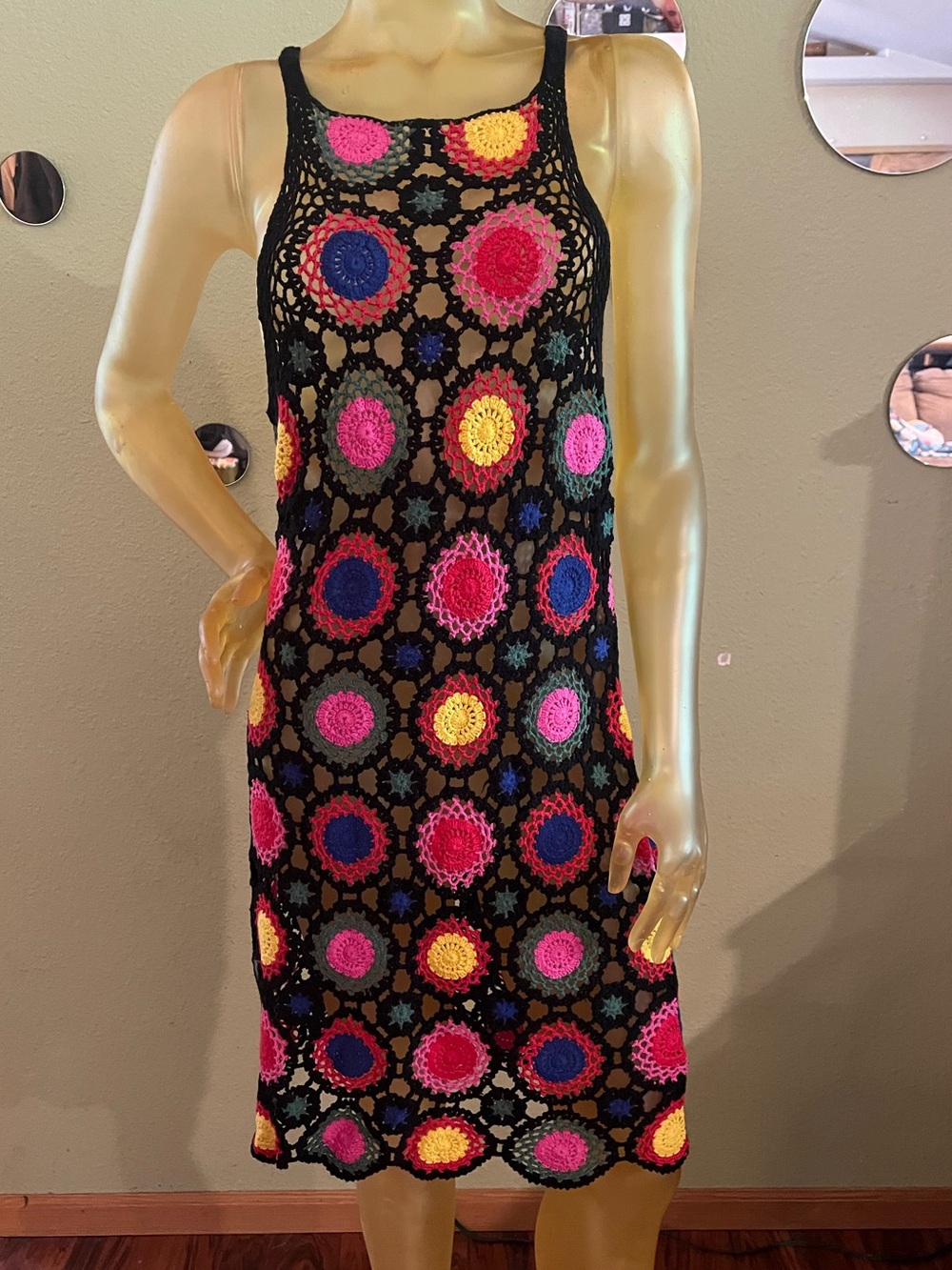 H&M Coachella Collection Crochet Circle Motif Sleeveless Dress.